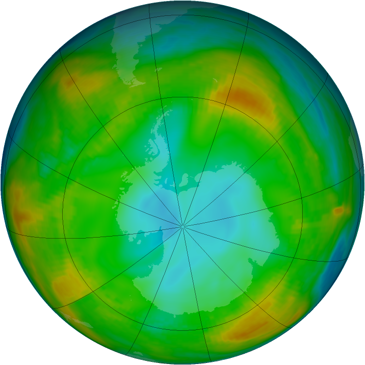 Antarctic ozone map for 23 July 1980